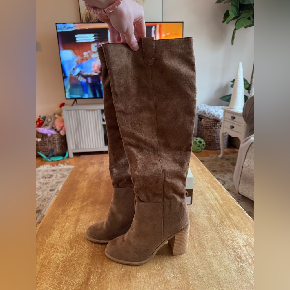 Brown Suede Knee High Boots